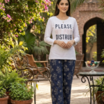 Ladies soft nightwear printed pajama set