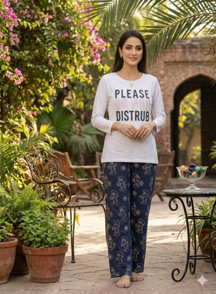 Ladies soft nightwear printed pajama set